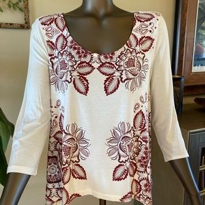 Desigual flare top, floral print and stud detail.